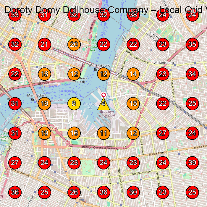 Doroty Domy Dollhouse Company GeoGrid visibility map for Toy Manufacturer in Brooklyn